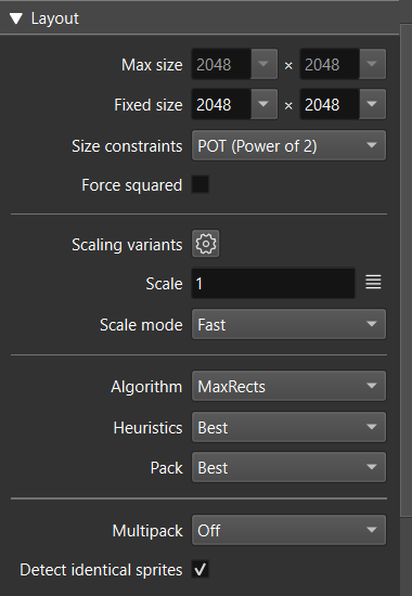 Layout advanced settings