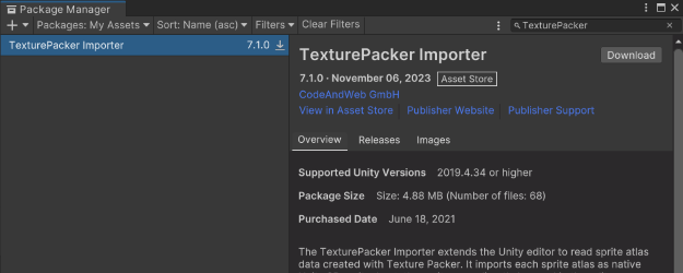Package Manager window